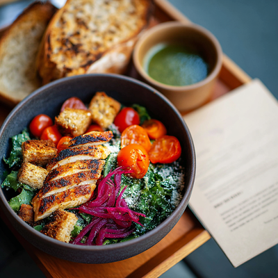 Herby Lemon-Tahini Crispy Chickpea “Caesar” Salad